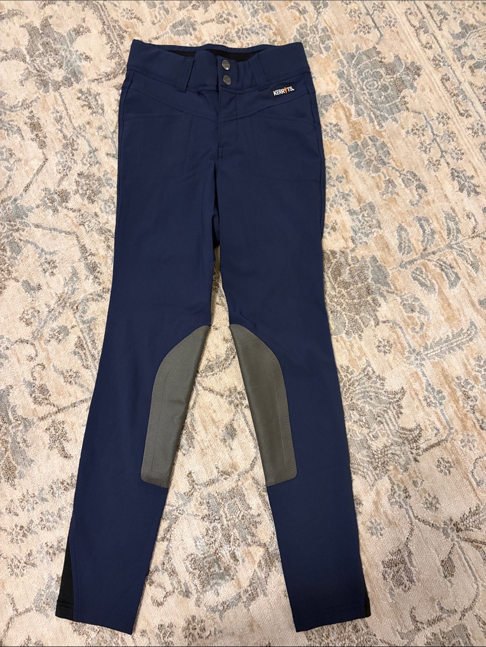 Kerrits Navy Riding Breeches with Gray Full Seat Panels